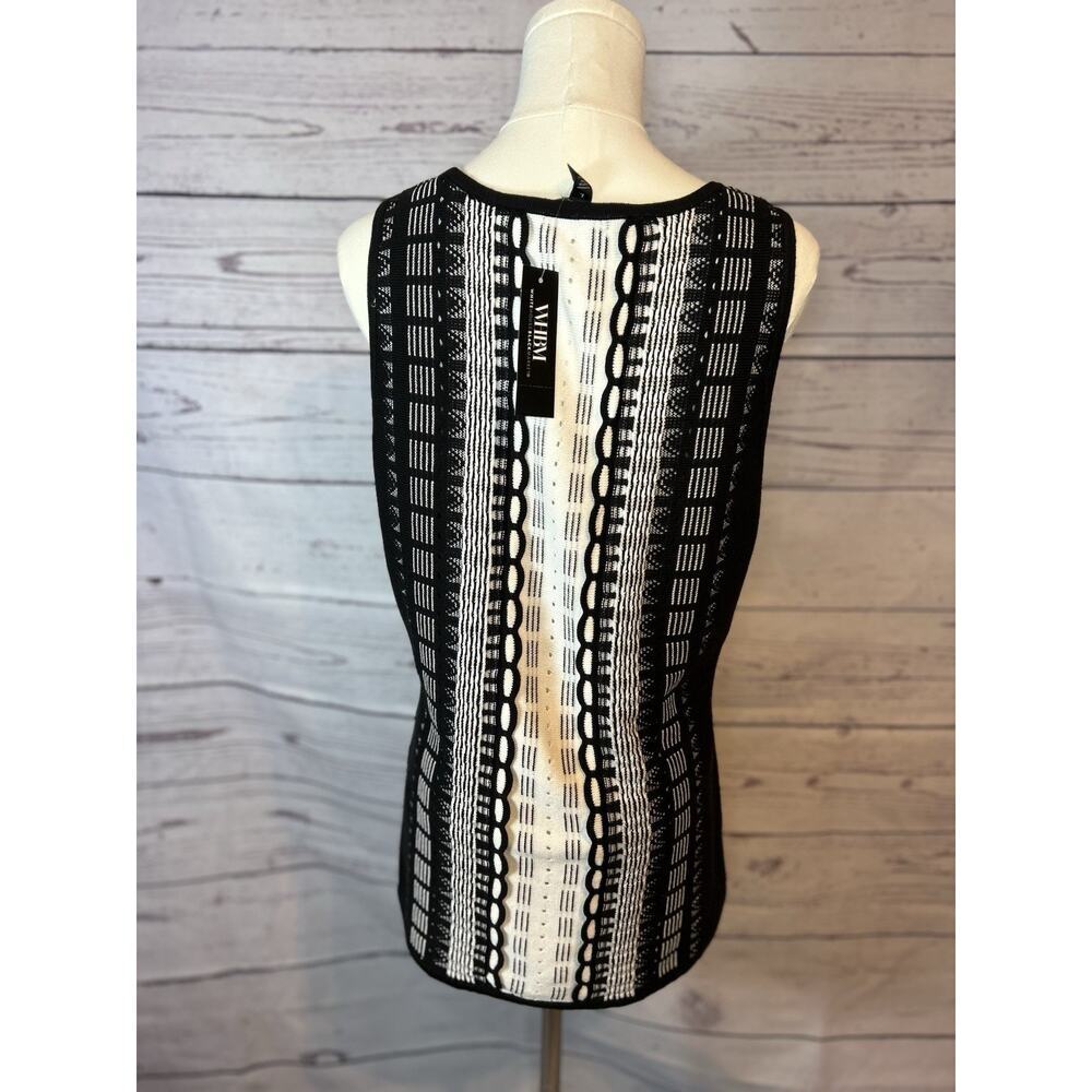 WHBM Black & White Patterned Sleeveless Knit Sweater Tank Top Size Large NWT - Picture 4 of 5